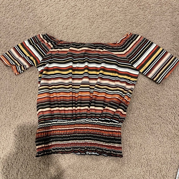 Woman's MARCI multicolor stripe off-shoulder top - Picture 9 of 9